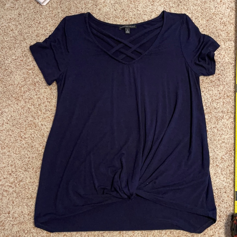 Signature Studio Navy Blue Criss-cross Blouse